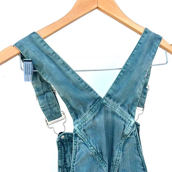 Sundance Hannah Overalls Green Herringbone Linen Vintage Wash XS - Picture 9 of 9